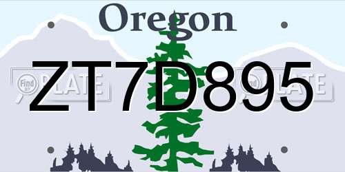 ZT7D895 Oregon License Plate