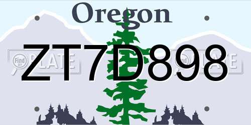 ZT7D898 Oregon License Plate