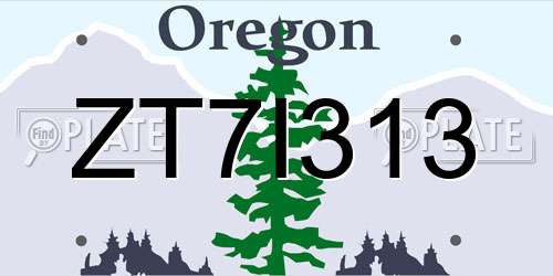 ZT7I313 Oregon License Plate