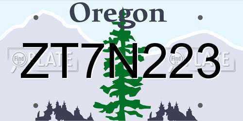 ZT7N223 Oregon License Plate