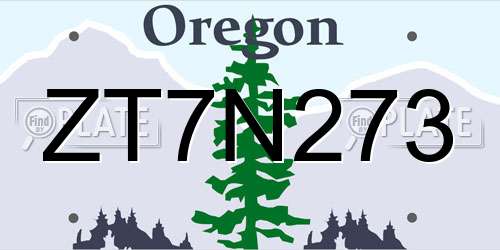 ZT7N273 Oregon License Plate