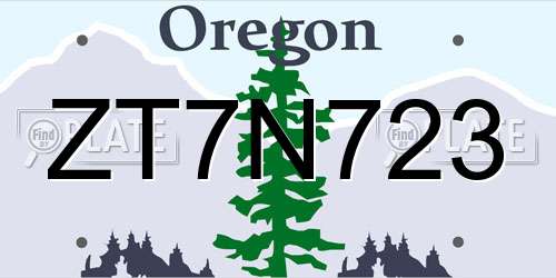 ZT7N723 Oregon License Plate
