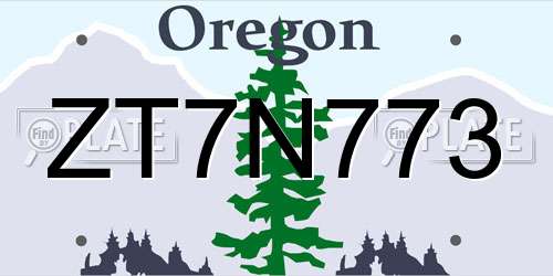 ZT7N773 Oregon License Plate