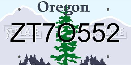 ZT7O552 Oregon License Plate