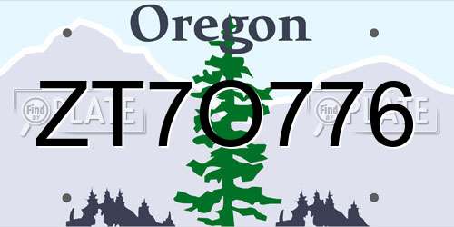 ZT7O776 Oregon License Plate