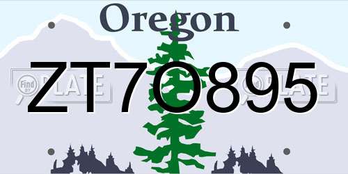 ZT7O895 Oregon License Plate