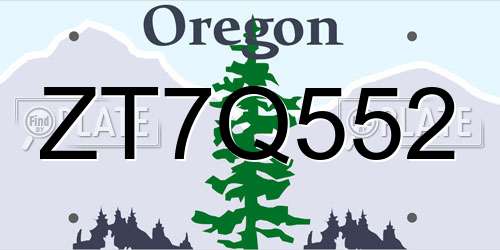 ZT7Q552 Oregon License Plate