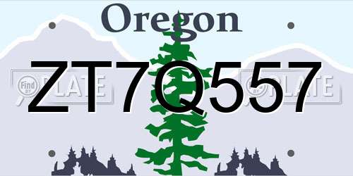 ZT7Q557 Oregon License Plate