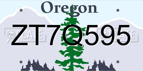 ZT7Q595 Oregon License Plate
