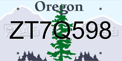 ZT7Q598 Oregon License Plate