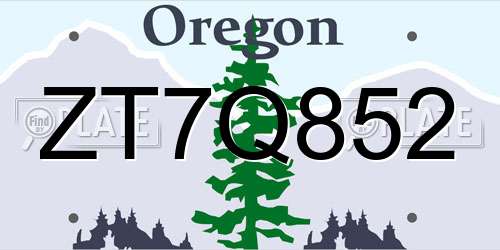 ZT7Q852 Oregon License Plate