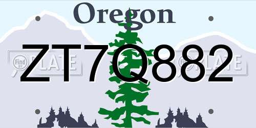 ZT7Q882 Oregon License Plate