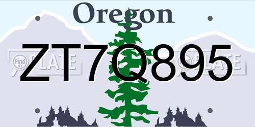 ZT7Q895 Oregon License Plate