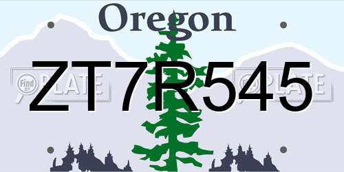 ZT7R545 Oregon License Plate