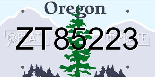 ZT85223 Oregon License Plate