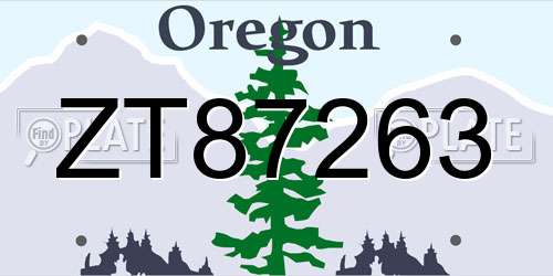 ZT87263 Oregon License Plate