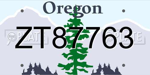 ZT87763 Oregon License Plate