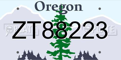 ZT88223 Oregon License Plate