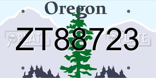 ZT88723 Oregon License Plate