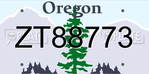 ZT88773 Oregon License Plate