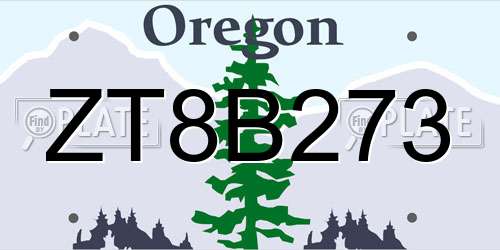 ZT8B273 Oregon License Plate