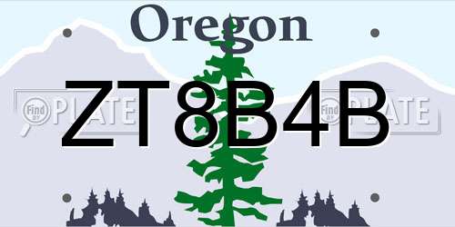 ZT8B4B Oregon License Plate