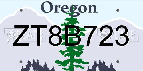 ZT8B723 Oregon License Plate