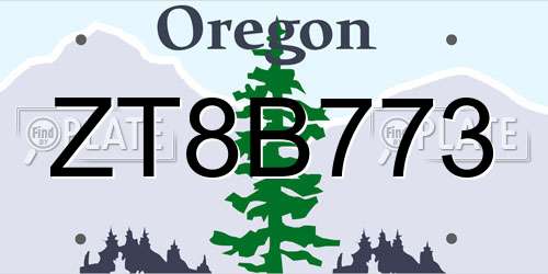 ZT8B773 Oregon License Plate