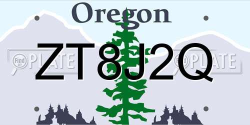 ZT8J2Q Oregon License Plate