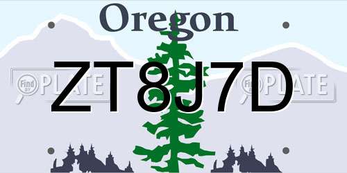ZT8J7D Oregon License Plate