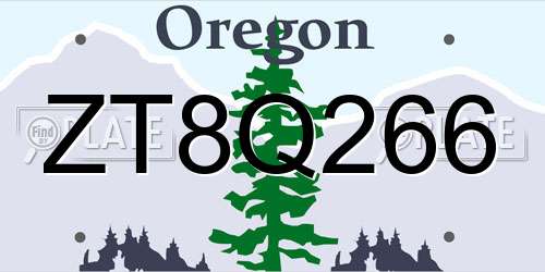 ZT8Q266 Oregon License Plate