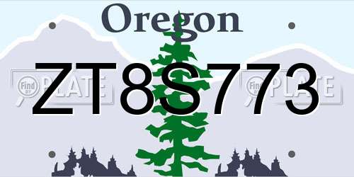 ZT8S773 Oregon License Plate