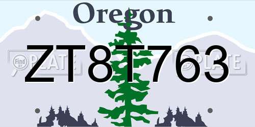 ZT8T763 Oregon License Plate
