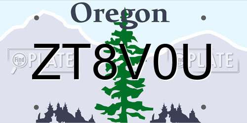 ZT8V0U Oregon License Plate