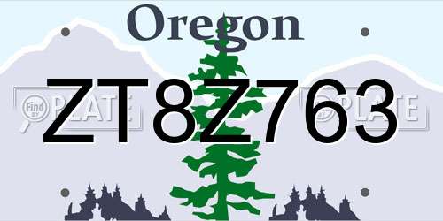 ZT8Z763 Oregon License Plate