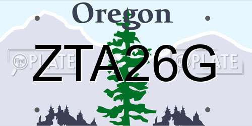 ZTA26G Oregon License Plate
