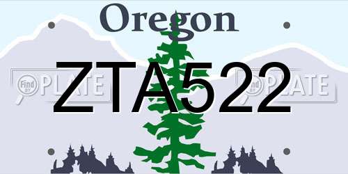 ZTA522 Oregon License Plate