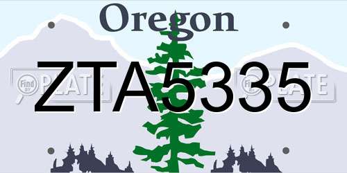 ZTA5335 Oregon License Plate