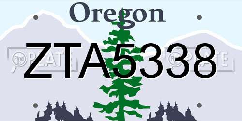 ZTA5338 Oregon License Plate