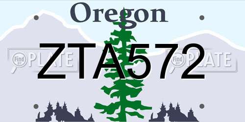 ZTA572 Oregon License Plate