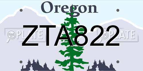 ZTA822 Oregon License Plate