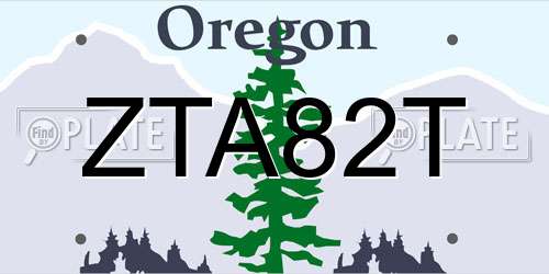 ZTA82T Oregon License Plate