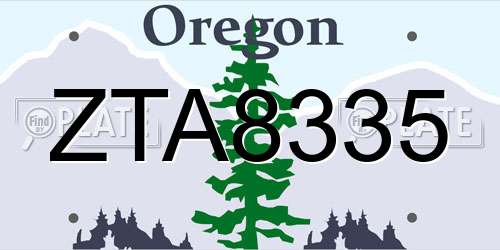 ZTA8335 Oregon License Plate