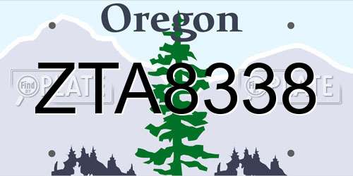 ZTA8338 Oregon License Plate