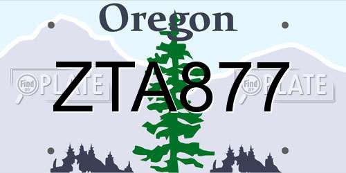 ZTA877 Oregon License Plate
