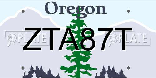 ZTA87T Oregon License Plate