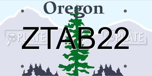 ZTAB22 Oregon License Plate