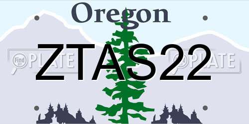 ZTAS22 Oregon License Plate