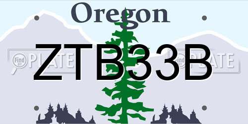 ZTB33B Oregon License Plate