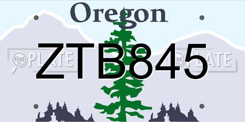 ZTB845 Oregon License Plate